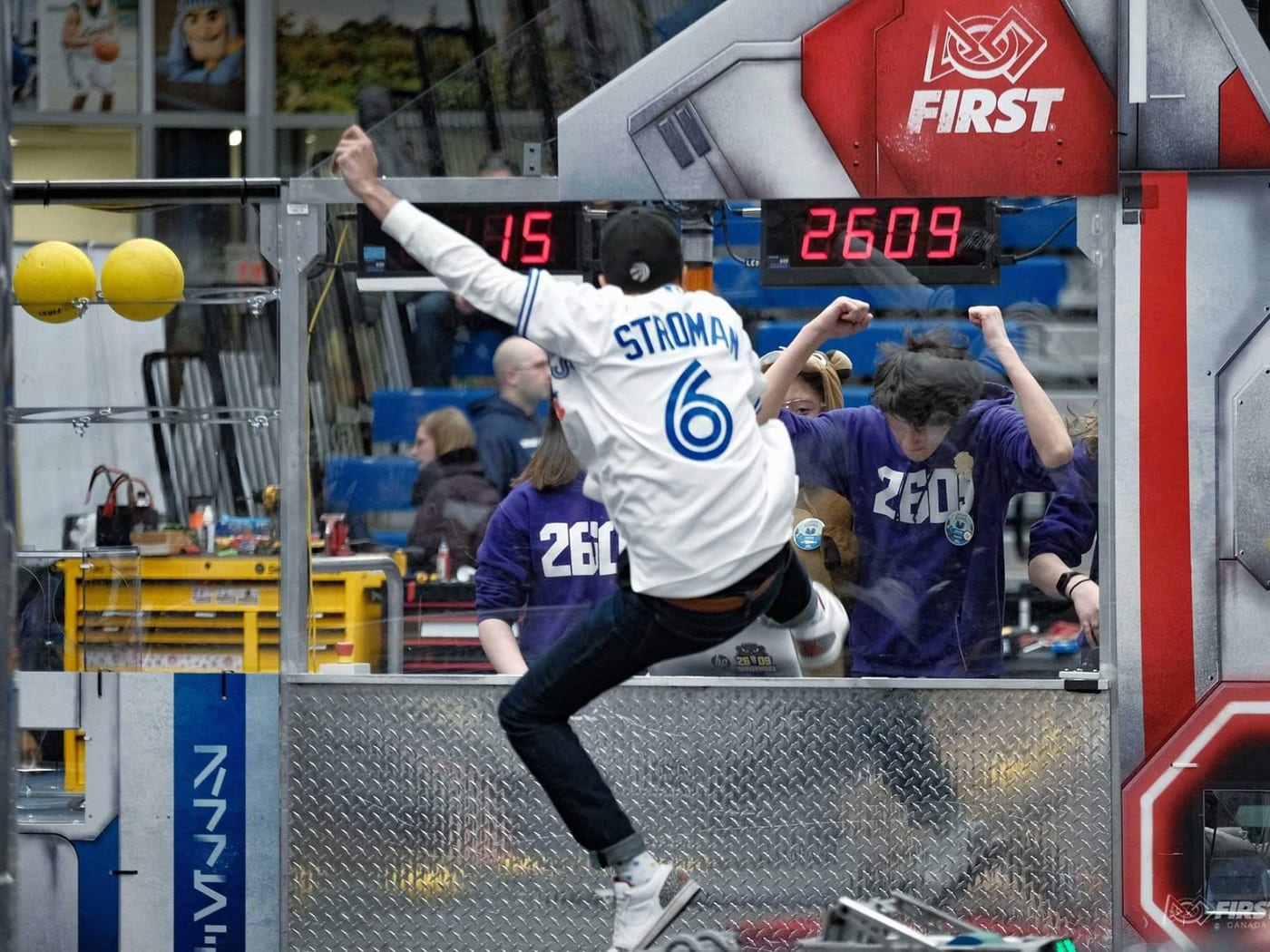 A Team 2609 Beaverworx student celebrating at a competition